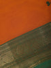 Burnt Orange Scattered Green Motifs Cotton Saree - Diadem