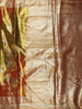 Burnt Orange and Green Floral Zari Woven Design Tissue Silk Fancy Saree with Zari Border