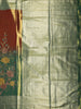 Burnt Orange and Green Floral Zari Woven Design Tissue Silk Fancy Saree with Zari Border