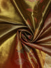 Burnt Orange and Green Floral Zari Woven Design Tissue Silk Fancy Saree with Zari Border
