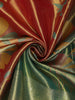 Burnt Orange and Green Floral Zari Woven Design Tissue Silk Fancy Saree with Zari Border