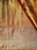 Burnt Orange and Green Floral Zari Woven Design Tissue Silk Fancy Saree with Zari Border