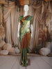 Burnt Orange and Green Floral Zari Woven Design Tissue Silk Fancy Saree with Zari Border