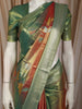 Burnt Orange and Green Floral Zari Woven Design Tissue Silk Fancy Saree with Zari Border