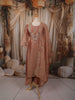 Burnt Peach Floral Zari and Beads Embroidered Design Tissue Straight Cut Salwar Suit with Matching Designer Dupatta