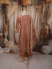 Burnt Peach Floral Zari and Beads Embroidered Design Tissue Straight Cut Salwar Suit with Matching Designer Dupatta