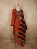 Burnt Rust Orange Beads Embroidered Design Silk Salwar Straight Cut salwar Suit with Dupatta