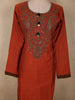 Burnt Rust Orange Beads Embroidered Design Silk Salwar Straight Cut salwar Suit with Dupatta