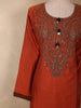 Burnt Rust Orange Beads Embroidered Design Silk Salwar Straight Cut salwar Suit with Dupatta