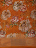 Burnt Rust Orange Floral Printed Design Mixed Cotton Saree