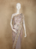 Light Lavender Floral Sequins Embroidered Design Net Designer Saree with Scalloped Border
