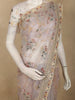 Light Lavender Floral Sequins Embroidered Design Net Designer Saree with Scalloped Border
