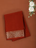 Burnt Rust Orange Solid Woven Design Mysore Silk Saree with Zari Border
