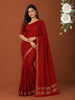 Burnt Rust Orange Solid Woven Design Mysore Silk Saree with Zari Border