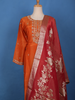 Burnt Orange Floral Embroidered Sequin Work Georgette Salwar Suit - Diadem