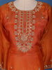 Burnt Orange Floral Embroidered Sequin Work Georgette Salwar Suit - Diadem