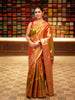 Burnt Orange and Green Floral Zari Woven Design Tissue Silk Fancy Saree with Zari Border