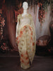 Butter Cream Floral Printed Design Pure Organza Saree with Floral Zari Border