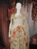 Butter Cream Floral Printed Design Pure Organza Saree with Floral Zari Border