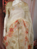 Butter Cream Floral Printed Design Pure Organza Saree with Floral Zari Border