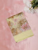 Butter Cream Yellow Floral Printed Design Mixed Cotton Saree