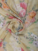 Butter Yellow Floral Printed Design Chiffon Fancy Saree with Designer Border
