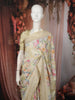 Butter Yellow Floral Printed Design Chiffon Fancy Saree with Designer Border