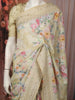 Butter Yellow Floral Printed Design Chiffon Fancy Saree with Designer Border