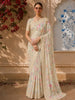 Butter Yellow Floral Printed Design Chiffon Fancy Saree with Designer Border
