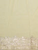 Butter Yellow Floral Vine Thread Embroidered Design Chiffon Party Wear Saree with Lace Border