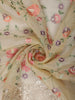 Butter Yellow Floral Vine Thread Embroidered Design Chiffon Party Wear Saree with Lace Border