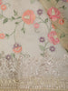 Butter Yellow Floral Vine Thread Embroidered Design Chiffon Party Wear Saree with Lace Border