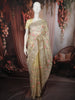 Butter Yellow Floral Vine Thread Embroidered Design Chiffon Party Wear Saree with Lace Border