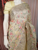 Butter Yellow Floral Vine Thread Embroidered Design Chiffon Party Wear Saree with Lace Border