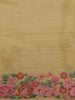 Butter Yellow Floral and Birds Motif Thread Embroidered Design Pure Cotton Fancy Saree with Floral Border