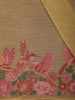 Butter Yellow Floral and Birds Motif Thread Embroidered Design Pure Cotton Fancy Saree with Floral Border