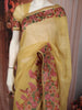 Butter Yellow Floral and Birds Motif Thread Embroidered Design Pure Cotton Fancy Saree with Floral Border