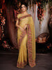 Butter Yellow Floral and Birds Motif Thread Embroidered Design Pure Cotton Fancy Saree with Floral Border