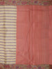 Butter Yellow Striped Woven Design Pure Tussar Saree with Floral Border