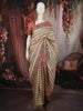 Butter Yellow Striped Woven Design Pure Tussar Saree with Floral Border