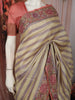 Butter Yellow Striped Woven Design Pure Tussar Saree with Floral Border