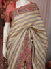 Butter Yellow Striped Woven Design Pure Tussar Saree with Floral Border