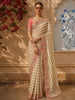 Butter Yellow Striped Woven Design Pure Tussar Saree with Floral Border
