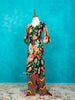 Black Straight Cut Salwar Suit Adorned with Floral Prints along with Multicolor Pant - Diadem