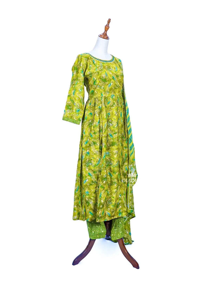 Pista Green Straight Cut Salwar Suit Adorned with Paisley Design Prints along with Dupatta - Diadem