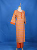 Orange Straight Cut Salwar Suit Adorned with Diamond Patterns, With U-Neck and 3/4 Sleeve