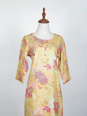 Yellow Straight Cut Salwar Suit Enhanced with Floral Prints - Diadem