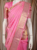 Candy Pink Butta Zari Woven Silk Saree with Self Gold Floral Border