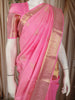 Candy Pink Butta Zari Woven Silk Saree with Self Gold Floral Border