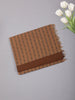 Caramel Brown Striped Butta Woven Cotton Saree with Solid Border
